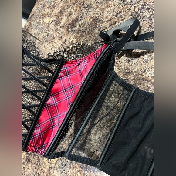 Y2k Victoria’s Secret Unlined Lace-up Velvet Satin Corset Bustier Top - Picture 12 of 15